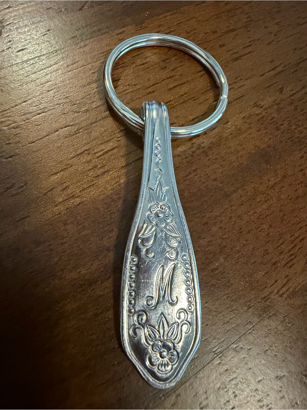 Stainless M Engraved Spoon Keychain